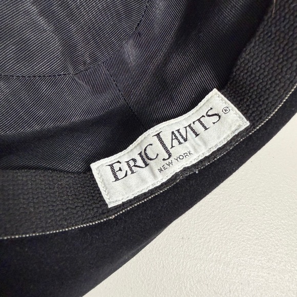 Eric Javits Black Felt Fedora Hat Genuine Python Band Buckle - Picture 5 of 9